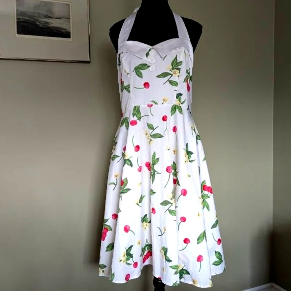 Dressystar | Dresses | Dressystar 95s Style Cherry Print Halter Dress L  Garden Party Pinup | Poshmark